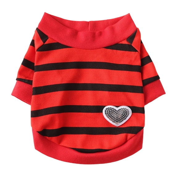 Striped Dog T-Shirt, Comfortable Pet Apparel for Small Dogs and Cats(Red,L)