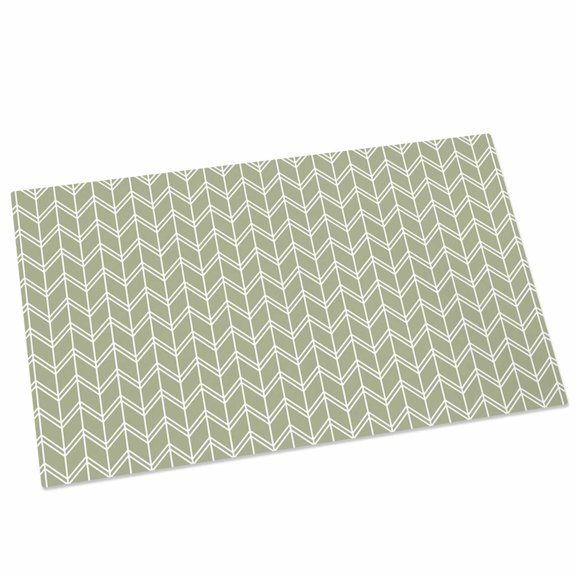 Striped Door Mat 16x24 Inch Abstract Chevron White Line Sage Green Bohemian Entryway Rug with Non-Slip Rubber, Front Door Rug Indoor Floor Mats for Living Room Bathroom Bedroom Home Office