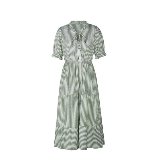 Striped Dress Bean Green M