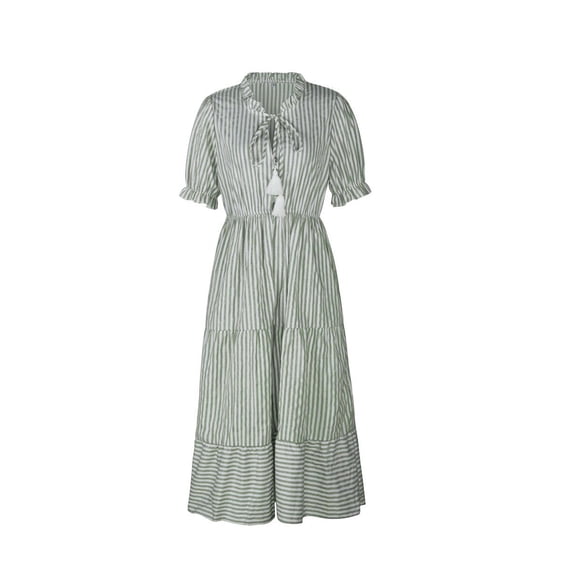 Striped Dress Bean Green S