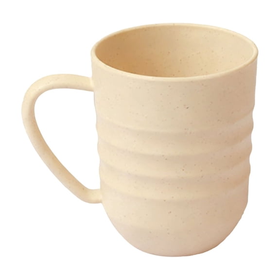 Striped Drinking Mug with Handle - 10-13.5oz Creative Multi-Use Cup, Home Bathroom Cup for Drinking Mouthwash Beige