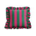 thumbnail image 1 of Striped Dutch Velvet Ruffled Pillow Cover 18X18 Inch For Pink And Green Stripes - Decorative Throw Pillowcase With Ruffle Skirt Edge For Couch, Bed, Sofa, Living Room, Bedroom, 1 of 3