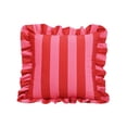 thumbnail image 1 of Striped Dutch Velvet Ruffled Pillow Cover - 18X18 Inch Red And Pink Striped Throw Pillow Case For Couch,Bed,Living Room,Home Decor, 1 of 3