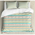 thumbnail image 1 of Striped Duvet Cover Set, Cultural Striped Boho Motif Traditional Southwestern First Nations Artisan, Decorative 3 Piece Bedding Set with 2 Pillow Shams, Queen Size, Multicolor, by Ambesonne, 1 of 3