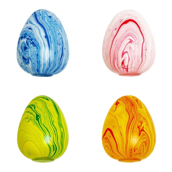 Striped Egg Malt Sugar Squishy Toy Set, 4 Pcs Marble Pattern Stress Relief Sensory Fidget Toys for Desk Decor, Portable Calming Tool for Kids and Adults