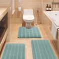 thumbnail image 1 of HAKUNA Striped Eggshell Blue Bathroom Rug Set 3 Pieces Ultra Soft, Non Slip Chenille Toilet Mat, Absorbent Plush Shaggy Bath Mats for Bathroom, Bedroom, Kitchen, 1 of 6