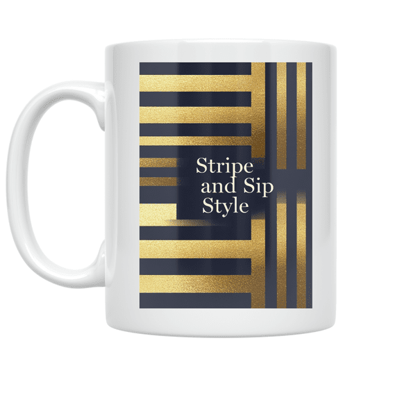 Striped Elegance Design - Modern Decor Enthusiast - 11 oz Ceramic Coffee Mug