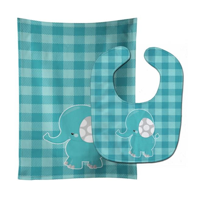 Striped Elephant Baby Bib & Burp Cloth