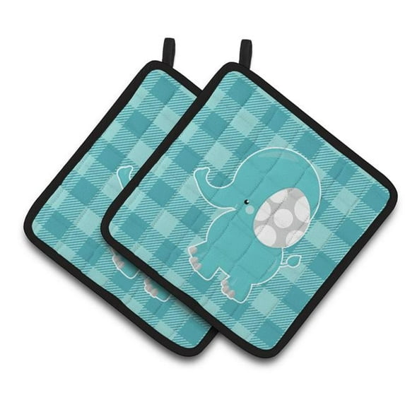 Striped Elephant Pair of Pot Holders