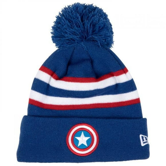 Striped Era Knit Pom Beanie, Red White & Blue