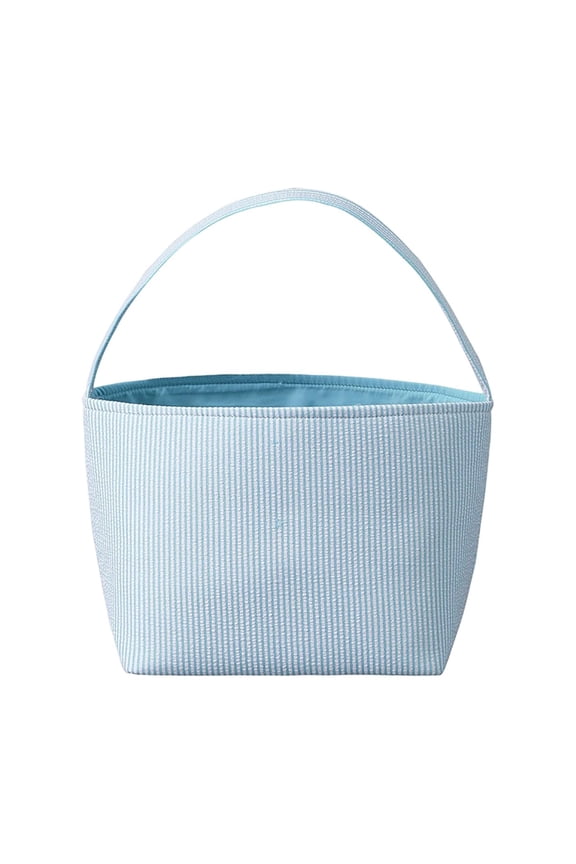 Striped Fabric Basket Tote Bag, 10x14'' Cosmetic Bags for Women Small Tote Bag H bags Purses Makeup Organizer Storage Makeup Bag Shopping Bag, for Beach Grocery Home Decoration,Light Blue