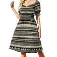 thumbnail image 1 of Striped Fabric Black Beige Texture Short Sleeve Dress Clothes Women's Summer Dress Elegant Dress Daily Dresses For Woman, 1 of 9