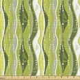 thumbnail image 1 of Ambesonne Retro Fabric by the Yard Upholstery, Digital Leaf Floral Lines, 1 Yard, Green, 1 of 5