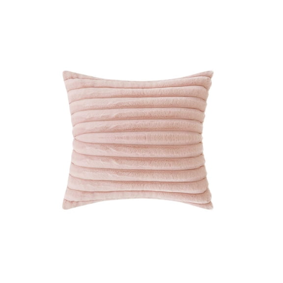 Striped Faux Rabbit Fur Throw Pillow Cover, Soft Plush Cushion Case 18x18 Inch for Sofa Couch