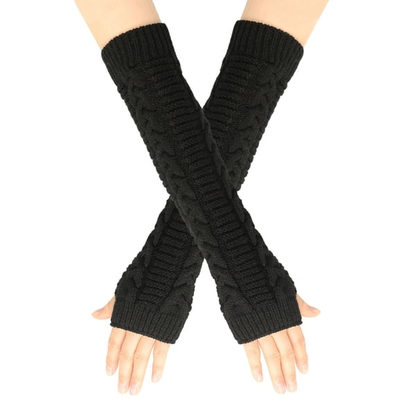 Striped Fingerless Gloves for Women Men, Gothic Arm Warmers Winter Fashion for Cosplay & Goth & Punk Black Free