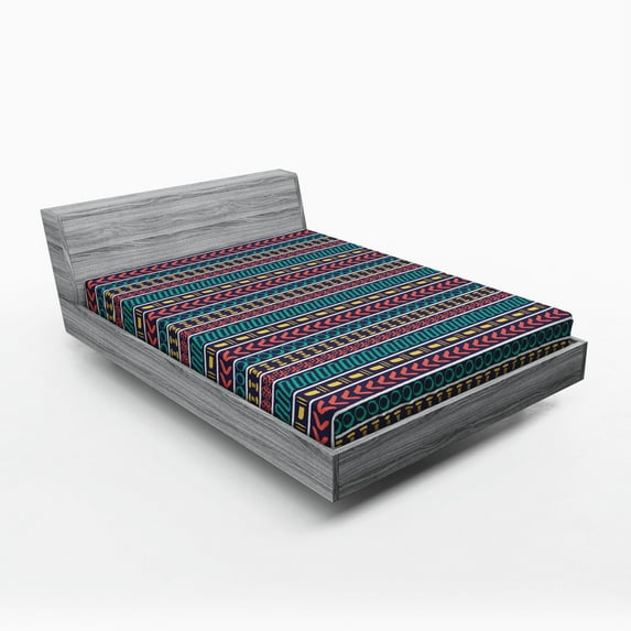 Ambesonne Ethnic Fitted Sheet, Style, Full Size, Multicolor