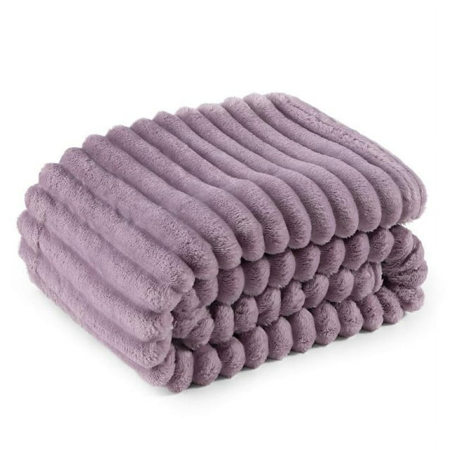 Striped Flannel Fleece Blanket - Ultra-Soft, Lightweight, White Blanket, Throw/Twin/Queen/King Sizes, Classic Stripe Pattern, Multi-Color, Ideal for Bed, Couch, Travel, Camping, All Seasons, Home Bed