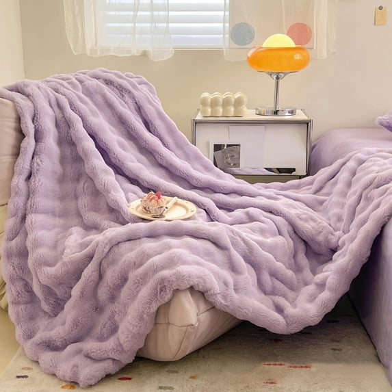 Striped Fleece Blanket, 59 x 39 In, Made of Polyester with Decorative & Lightweight Design, Machine Washable for Nap & Travel