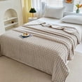 thumbnail image 1 of Striped Fleece Blanket, 79 x 59 In, Made of Polyester with Decorative & Lightweight Design, Machine Washable for Couch & Bed, 1 of 6
