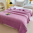 thumbnail image 1 of Striped Fleece Blanket, 79 x 59 In, Made of Polyester with Decorative & Lightweight Design, Machine Washable for Couch & Bed, 1 of 6