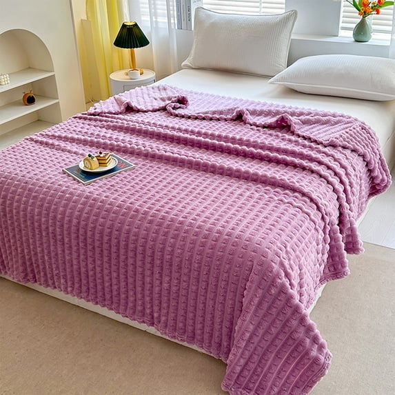 Striped Fleece Blanket, 79 x 59 In, Made of Polyester with Decorative & Lightweight Design, Machine Washable for Couch & Bed