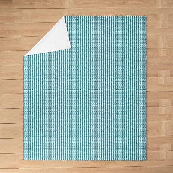 Striped Fleece Blanket for Bed and Couch Teal and White Striped Throw Blanket Soft Cozy Warm Microfiber Blanket