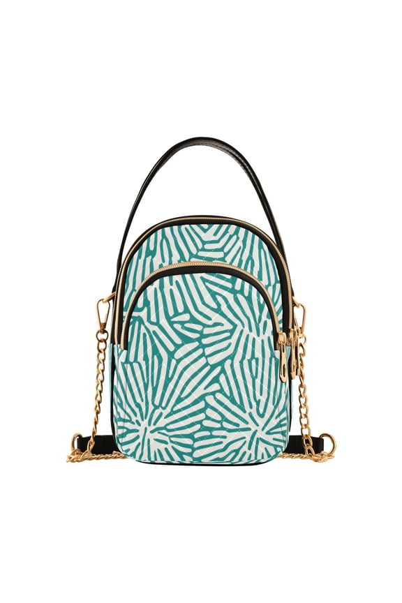 Striped Flower Pattern Women's Crossbody Handbags Leather Crossbody Bags Fanny Pack Chest Bag for Travel