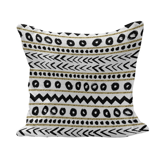 Striped Fluffy Throw Pillow Cushion Cover, Abstract Prehistoric with Cave Rocks Nature Inspired Unusual Boho Artprint, Decorative Square Accent Pillow Case, 36" x 36", Black Yellow, by Ambesonne