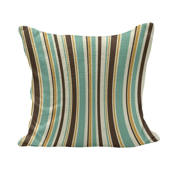 Striped Fluffy Throw Pillow Cushion Cover, Funk Art Nostalgic Lash Strokes with Earthen Tones Blow Fashion Graphic Print, Decorative Square Accent Pillow Case, 26" x 26", Brown Teal, by Ambesonne