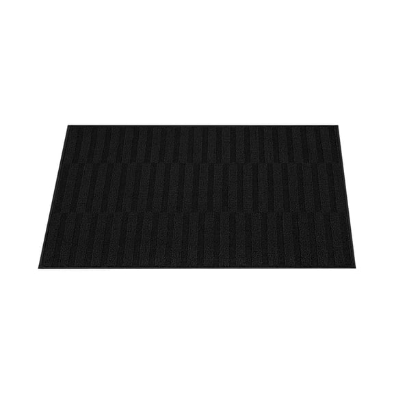 Striped Front Door Mat - Non - Absorbent Indoor Entryway Rug, High - Density Dirt Trapping, Non - Slip Backing, Easy Clean Polyester, Ideal for Kitchen, Balcony, and Back Door Use,Black