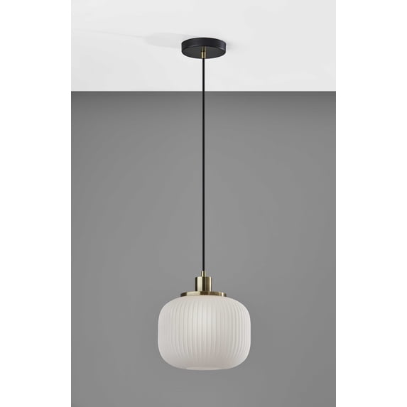 Striped Glass Glow Metal Pendant