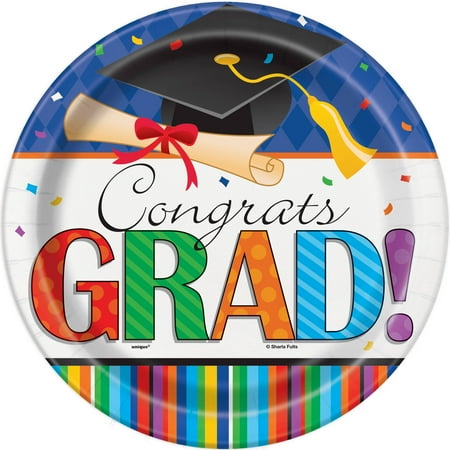 Striped Graduation Paper Plates, 9 in, 8ct
