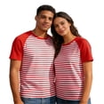 thumbnail image 1 of Striped Graphic Casual T-Shirt, Lightweight Crewneck Tee for Couples & Unisex – Summer Gym Workout Top, 1 of 4