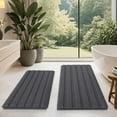thumbnail image 1 of HAKUNA Striped Grey Bathroom Rug Set 2 Piece 32"x20"+24"x17" Gray Ultra Soft, Non Slip Chenille Toilet Mat, Absorbent Plush Shaggy Bath Mats for Bathroom, Bedroom, Kitchen, Charcoal, 1 of 6