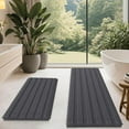 thumbnail image 1 of HAKUNA Striped Grey Bathroom Rug Set 2 Piece 32"x20"+60"x20" Gray Ultra Soft, Non Slip Chenille Toilet Mat, Absorbent Plush Shaggy Bath Mats for Bathroom, Bedroom, Kitchen, Charcoal, 1 of 6