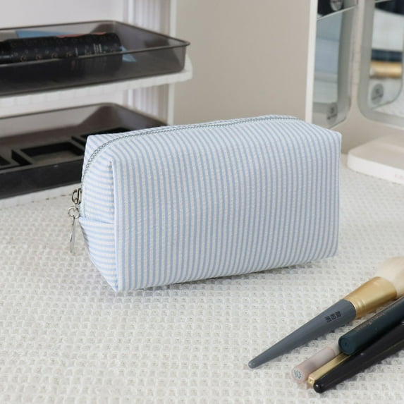 Striped Grooming Cosmetic Bag, Fashion Daily Matching Makeup Pouch, Girls Handbags Purses,Travel Toiletry Stripe Cosmetic Bag, Large Capacity Beauty Accessory with Stylish Design