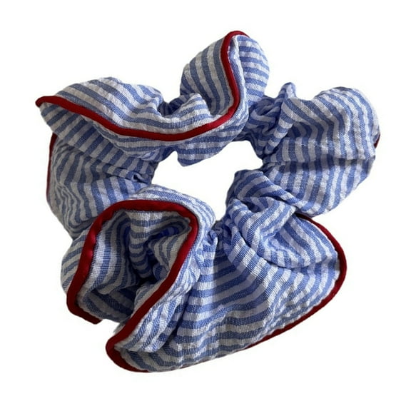Striped Hair Scrunchy French Ruffle Elastic Scrunchies All Matching Hair Ties