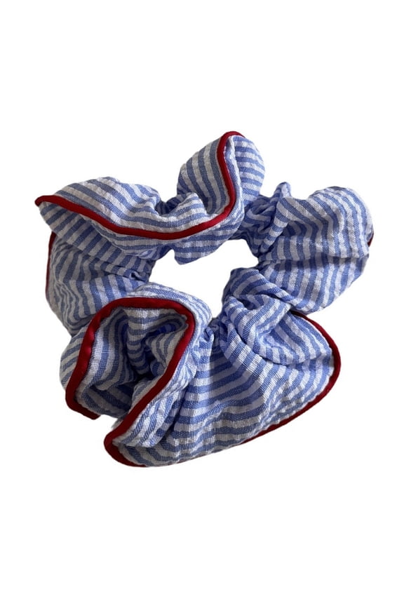 Striped Hair Scrunchy French Ruffle Elastic Scrunchies All Matching Hair Ties