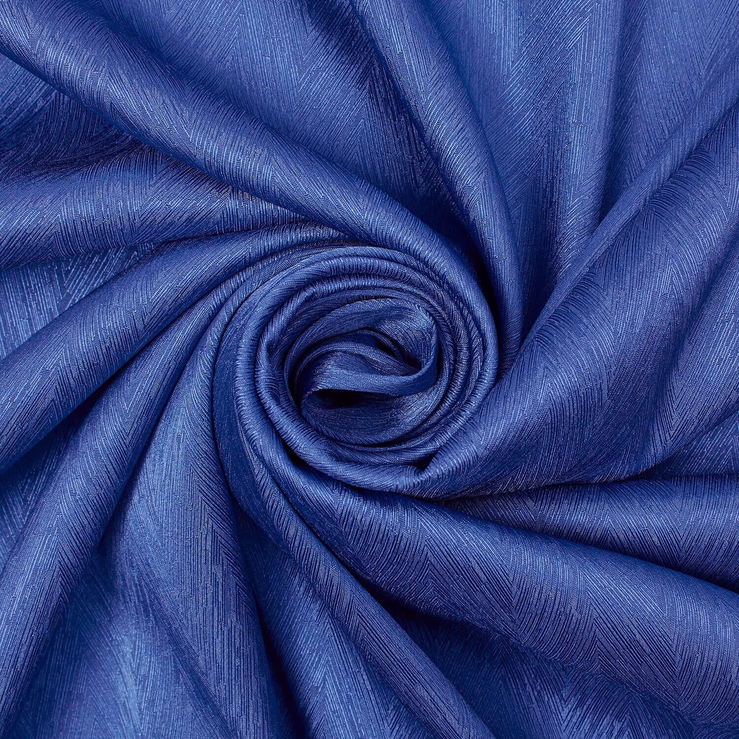 Striped Herringbone Shiny Polyester Stretch Lightweight Satin Jacquard Fabric By The Yard - For Sewing Apparel, Accessories, & Home Décor - Royal Blue (5 Yards)