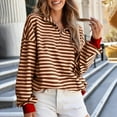 thumbnail image 1 of Striped Hoodies for Women Fashion Drawstring Casual Long Sleeve Sweatshirts Tops with Pockets Red XXL, 1 of 6