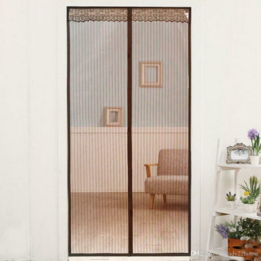 Striped Hook Loop Fastener Magnetic Soft Yarn Door Curtain with Elegant Jacquard KT00190
