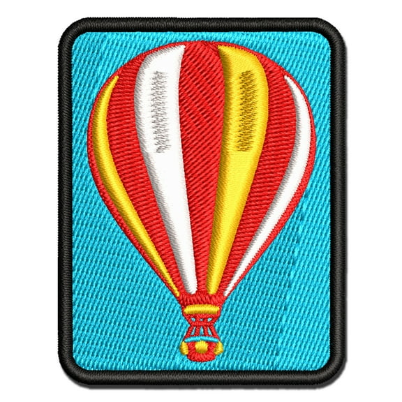 Striped Hot Air Balloon Applique Multi-Color Embroidered Iron-On Patch - 2.0 Inch Mini