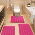 thumbnail image 1 of HAKUNA Striped Hot Pink Bathroom Rug Set 3 Pieces Ultra Soft, Non Slip Chenille Toilet Mat, Absorbent Plush Shaggy Bath Mats for Bathroom, Bedroom, Kitchen, 1 of 7