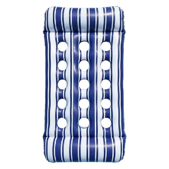 Striped Inflatable Pool Floating Lounger, Headrest Air Mattress Bed, Water Float Accessory for Adult Seaside Swimming Pool, Beach & Hot Tub Leisure Use