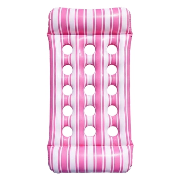 Striped Inflatable Pool Floating Lounger, Headrest Air Mattress Bed, Water Float Accessory for Adult Seaside Swimming Pool, Beach & Hot Tub Leisure Use