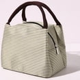 thumbnail image 1 of Striped Insulated Lunch Bag Large Capacity Oxford Cloth Tote Reusable Thermal Picnic Cooler for Work or Outdoor Dining Khaki 6x9inch, 1 of 4