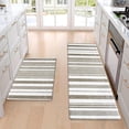 thumbnail image 1 of Striped Kitchen Rugs Set of 2, Cushioned Anti-Fatigue Kitchen Mats for Floor, Boho Non-Slip Waterproof Kitchen Floor Mat Washable for Kitchen, Home, Office, Laundry, Khaki, 1 of 6