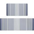 thumbnail image 1 of Striped Kitchen Rugs Set of 2, Cushioned Anti-Fatigue Kitchen Mats for Floor, Boho Non-Slip Waterproof Kitchen Floor Mat Washable for Kitchen, Home, Office, Laundry, Blue, 1 of 6