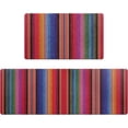 thumbnail image 1 of Striped Kitchen Rugs Set of 2, Cushioned Anti-Fatigue Kitchen Mats for Floor, Boho Rainbow Color Kitchen Mats, Non-Slip Waterproof Kitchen Floor Mat Washable for Kitchen, Home, Office, Laundry, 1 of 6