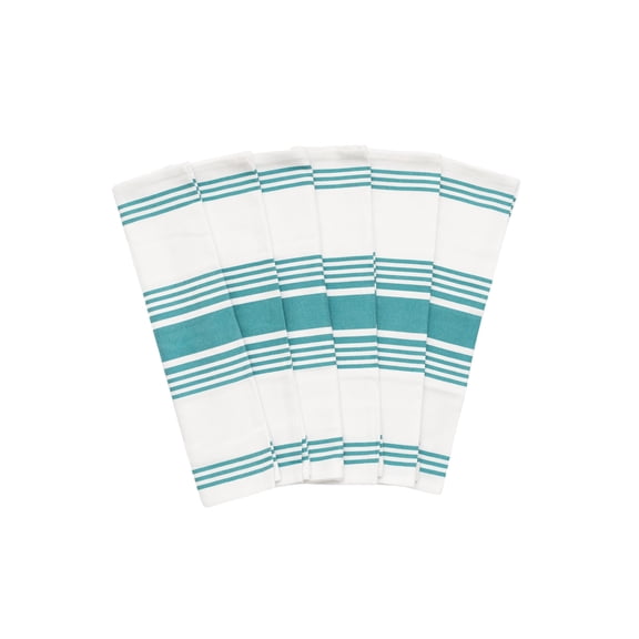 Lint-Free Cotton Kitchen Towels w/ Hanging Loop 30x20" (Teal, Pack of 6)